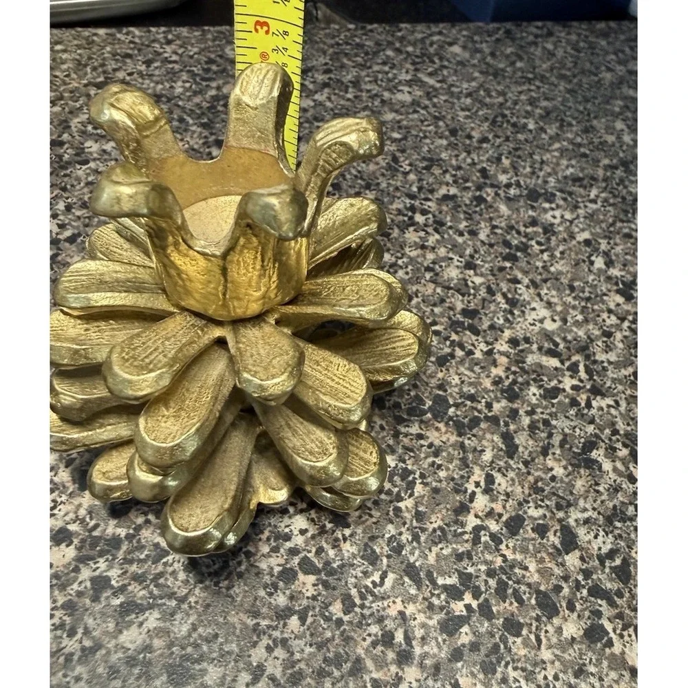 Vintage‎ Brass Pine Cone Candle Holders Set Of 2 Korea Rustic MCM Heavy